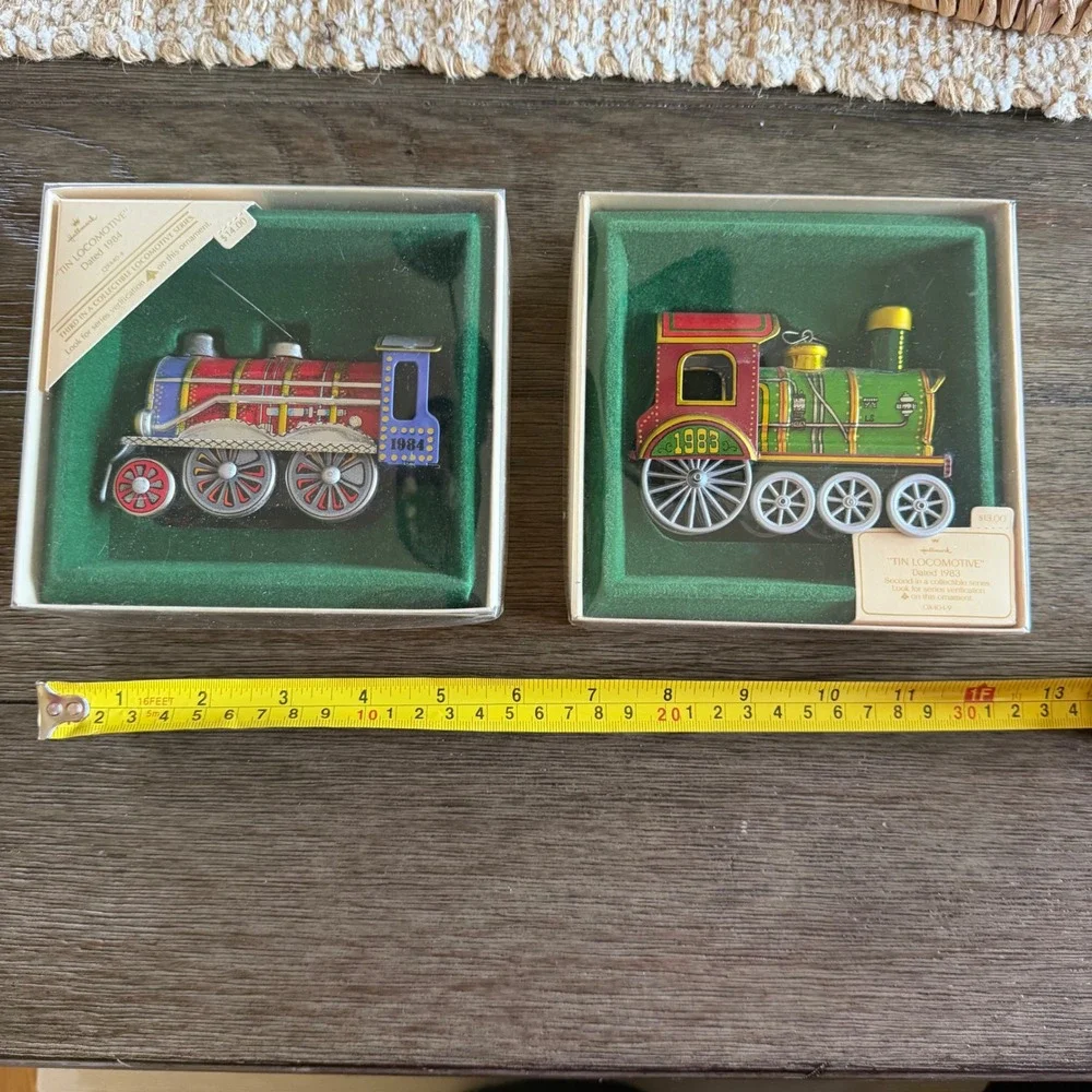 Hallmark Tin Locomotive Christmas‎ Ornaments 1983 1984 Vintage (Lot of 2)